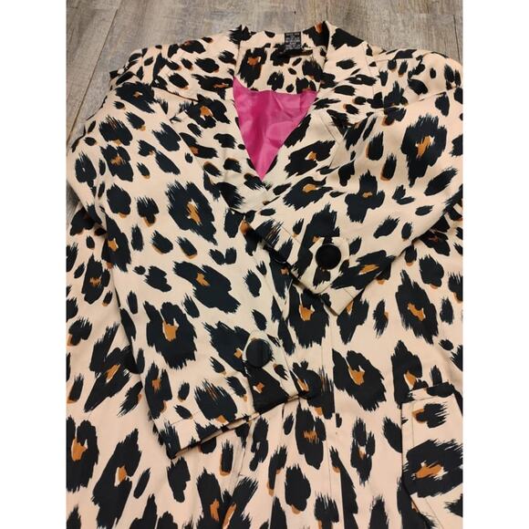 Robert Louis Womens Cotton Animal Print Tan Black Trench Coat Belted XL leopard - Picture 5 of 15